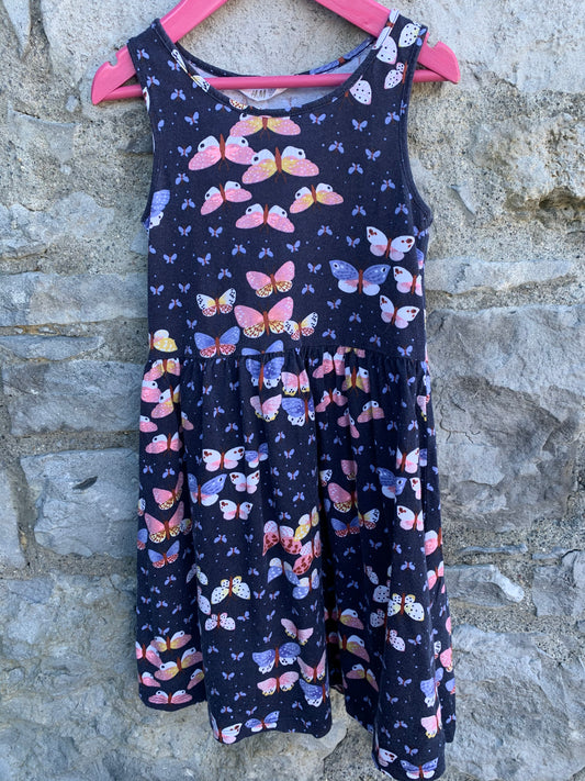 Butterflies navy dress  7y (122cm)