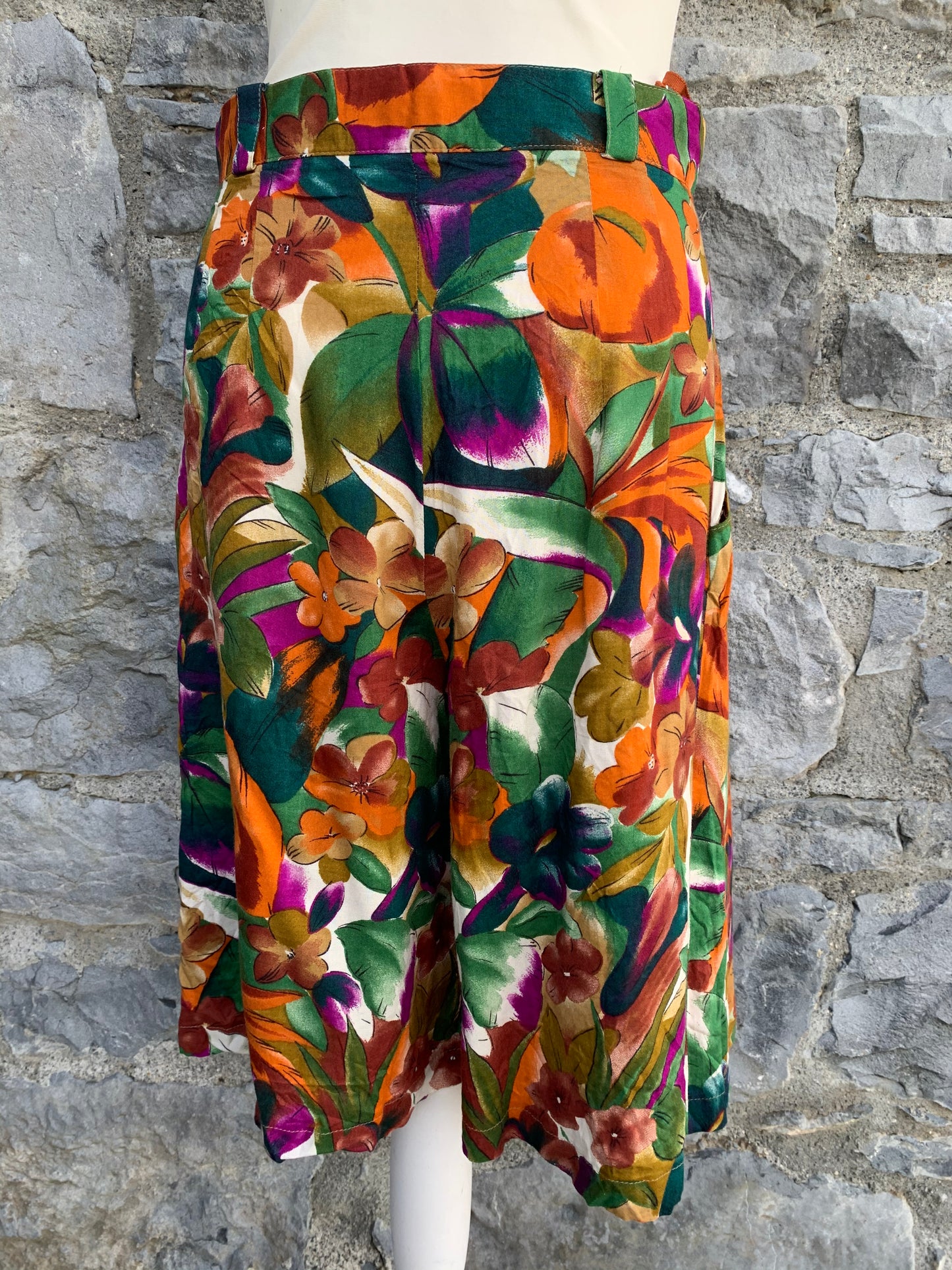 Padonna green&orange floral culottes  uk 10