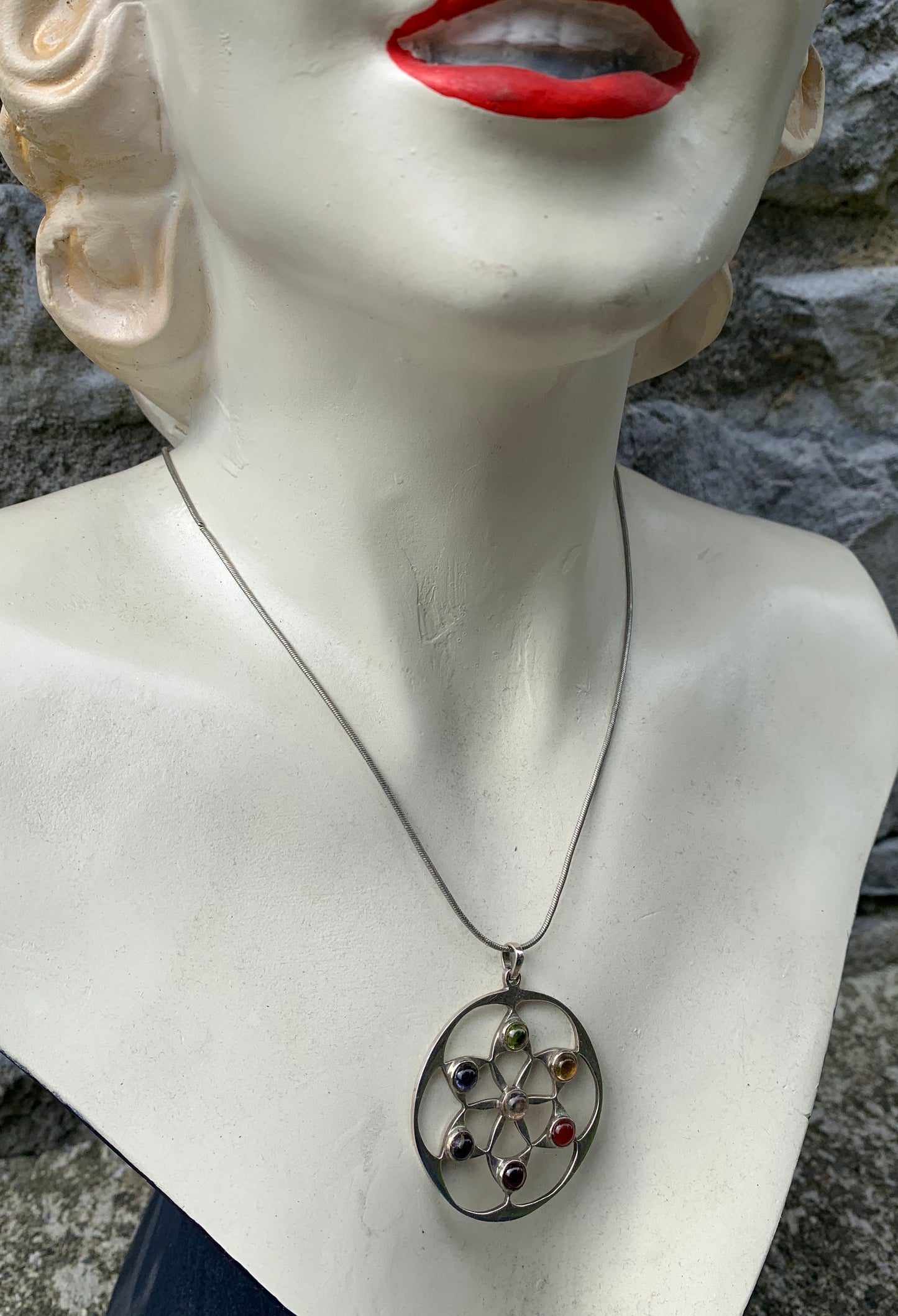 Silver chakras necklace