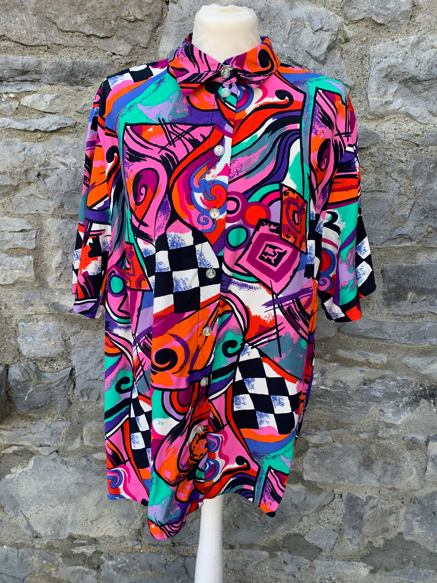 80s colourful abstract shirt   uk 16-18