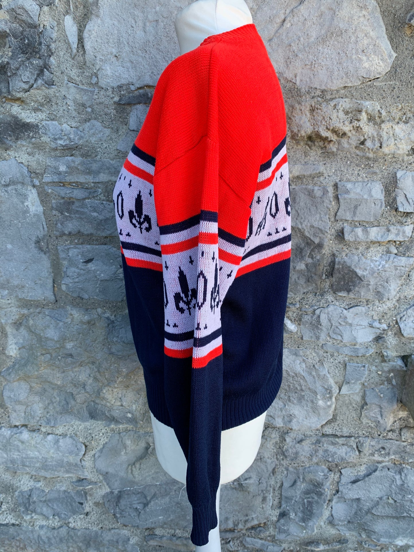 80s red&navy jumper   uk 8-10