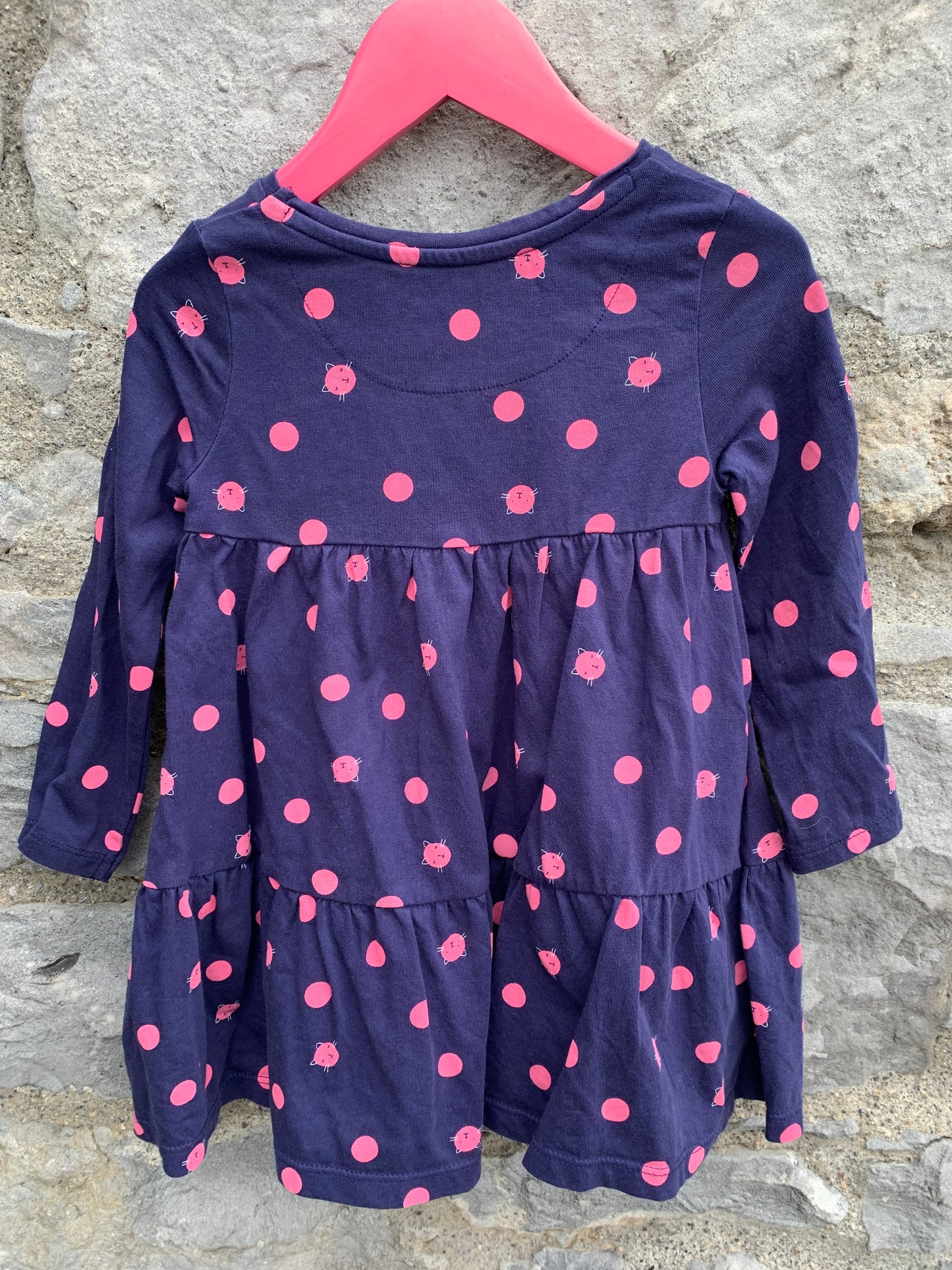 Navy dress with cat dots    18-24m (86-92cm)