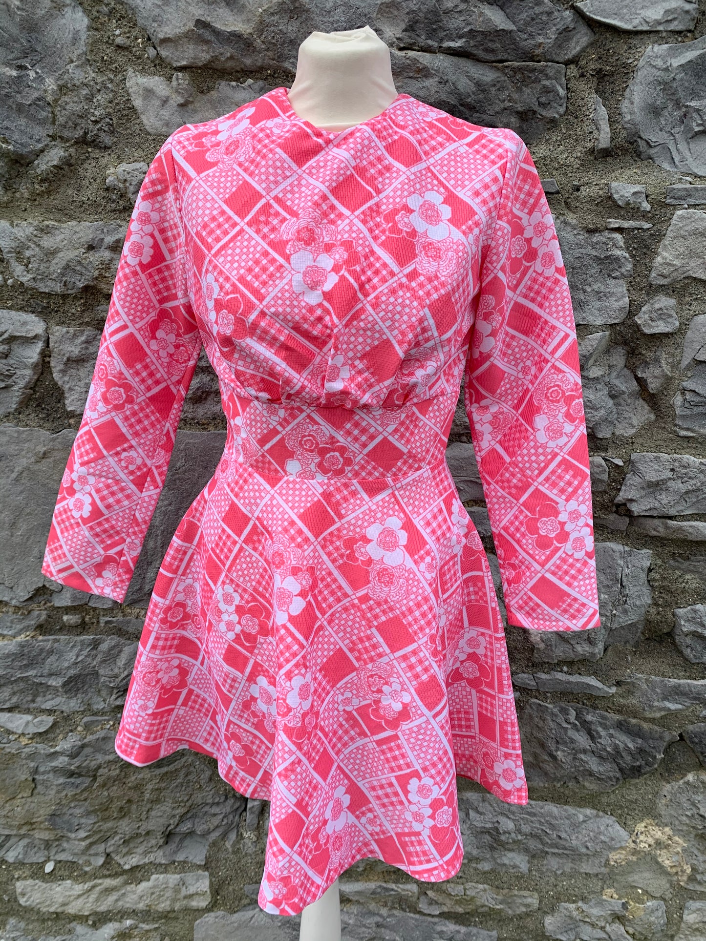 Riva design 70s pink dress    uk 6-8