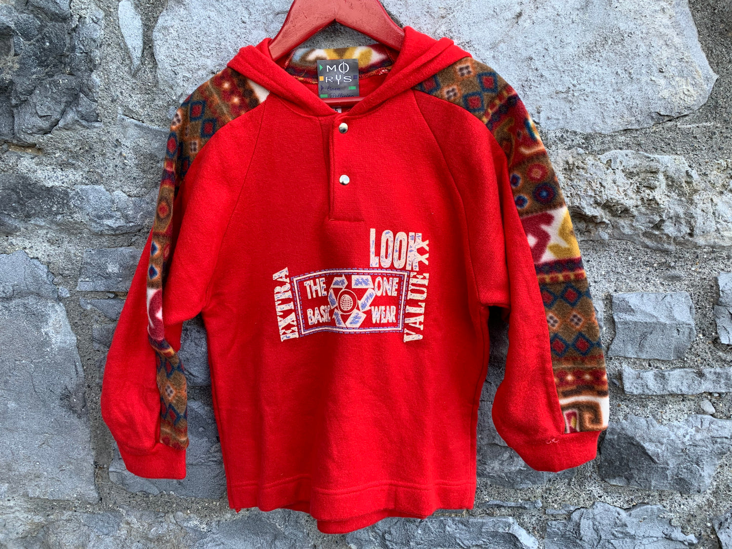 Red fleece hoodie   4-5y (104-110cm)