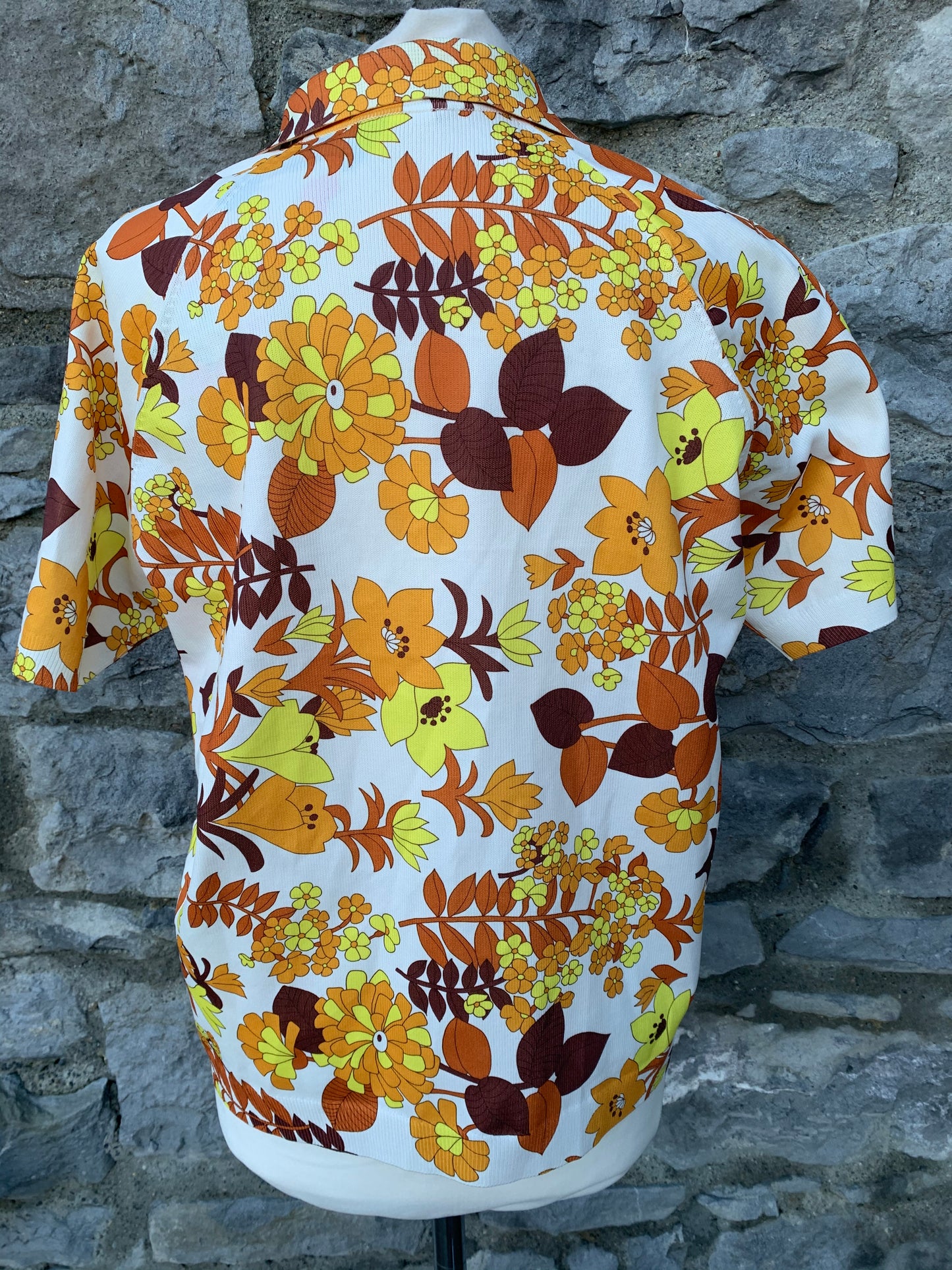 Tricofina 70s yellow flowers top   uk 10-12