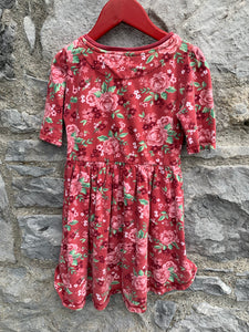 Maroon floral dress   3y (98cm)