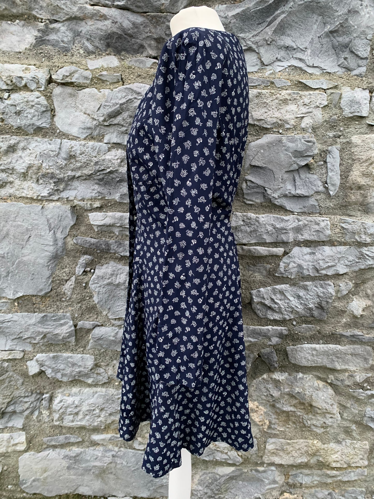 90s navy floral dress   uk 8