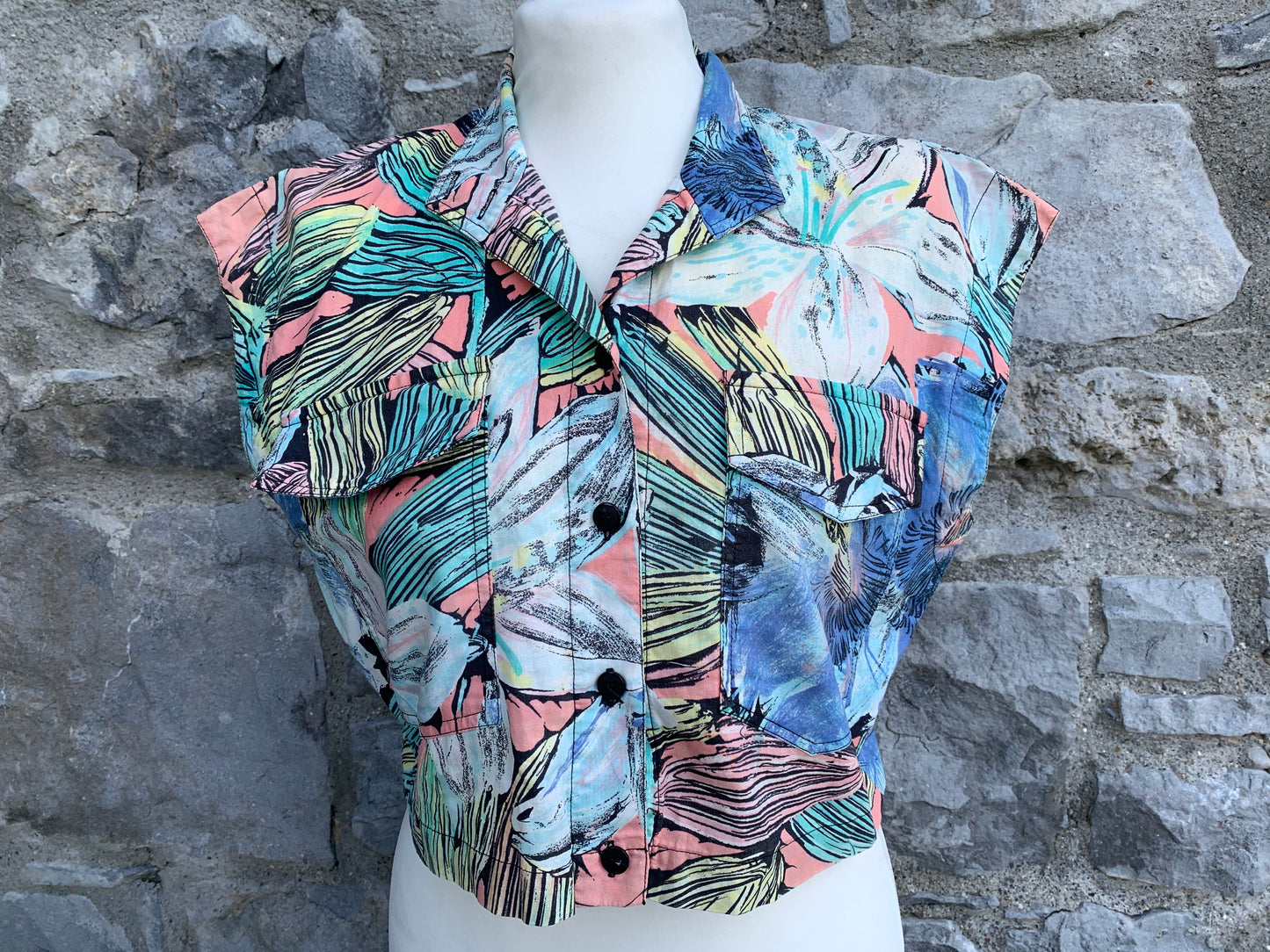 Ananas cropped abstract shirt  uk 10