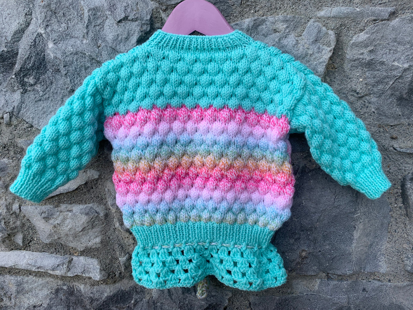 Mint&pink cardigan   9-12m (74-80cm)