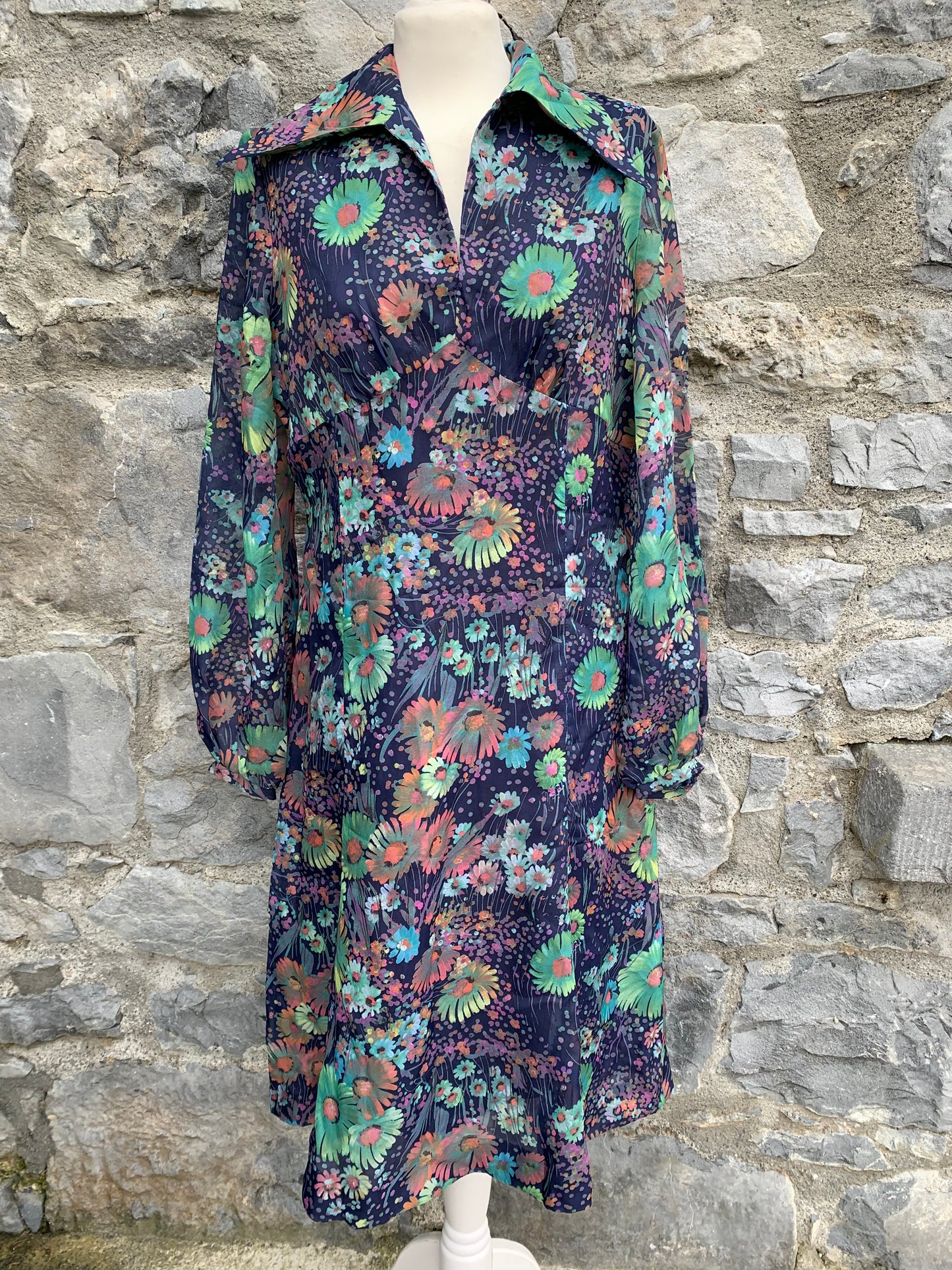 70s floral dress  uk 12