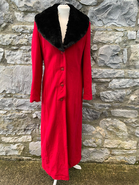 Red maxi coat with faux fur collar uk 10