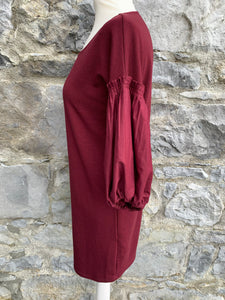 Maroon dress with puffy sleeves  uk 8-10