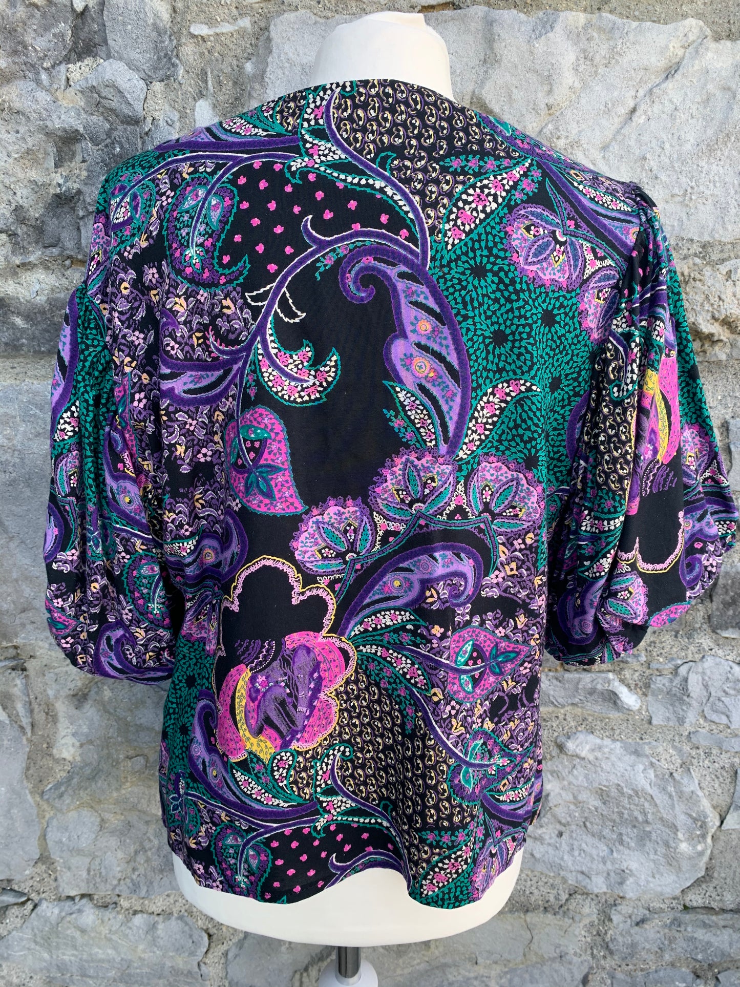 80s abstract purple blouse   uk 14