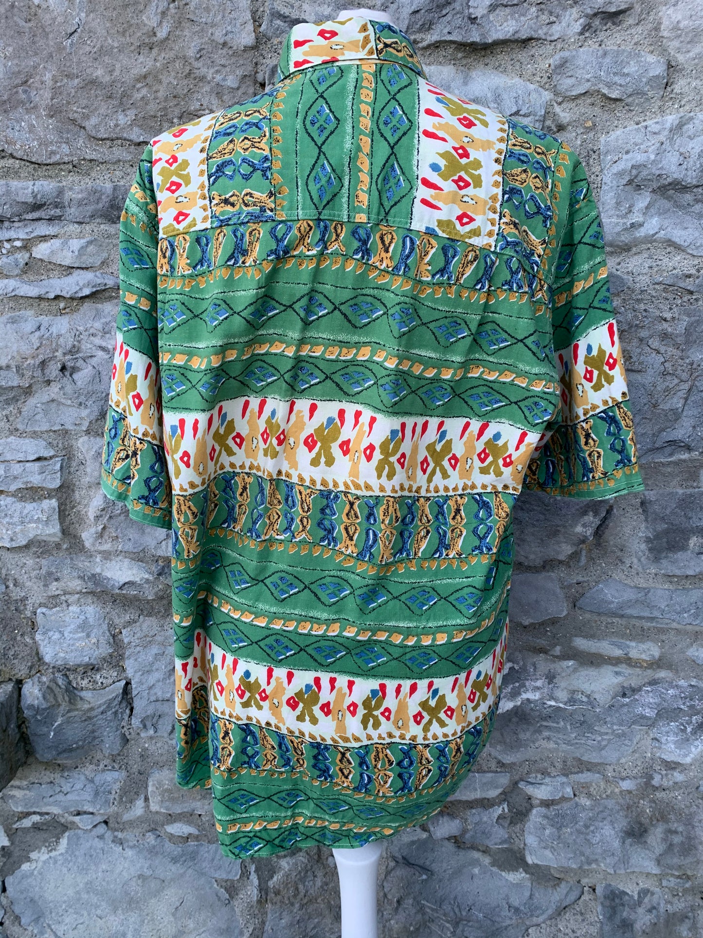 Fasini 80s green abstract shirt  Large