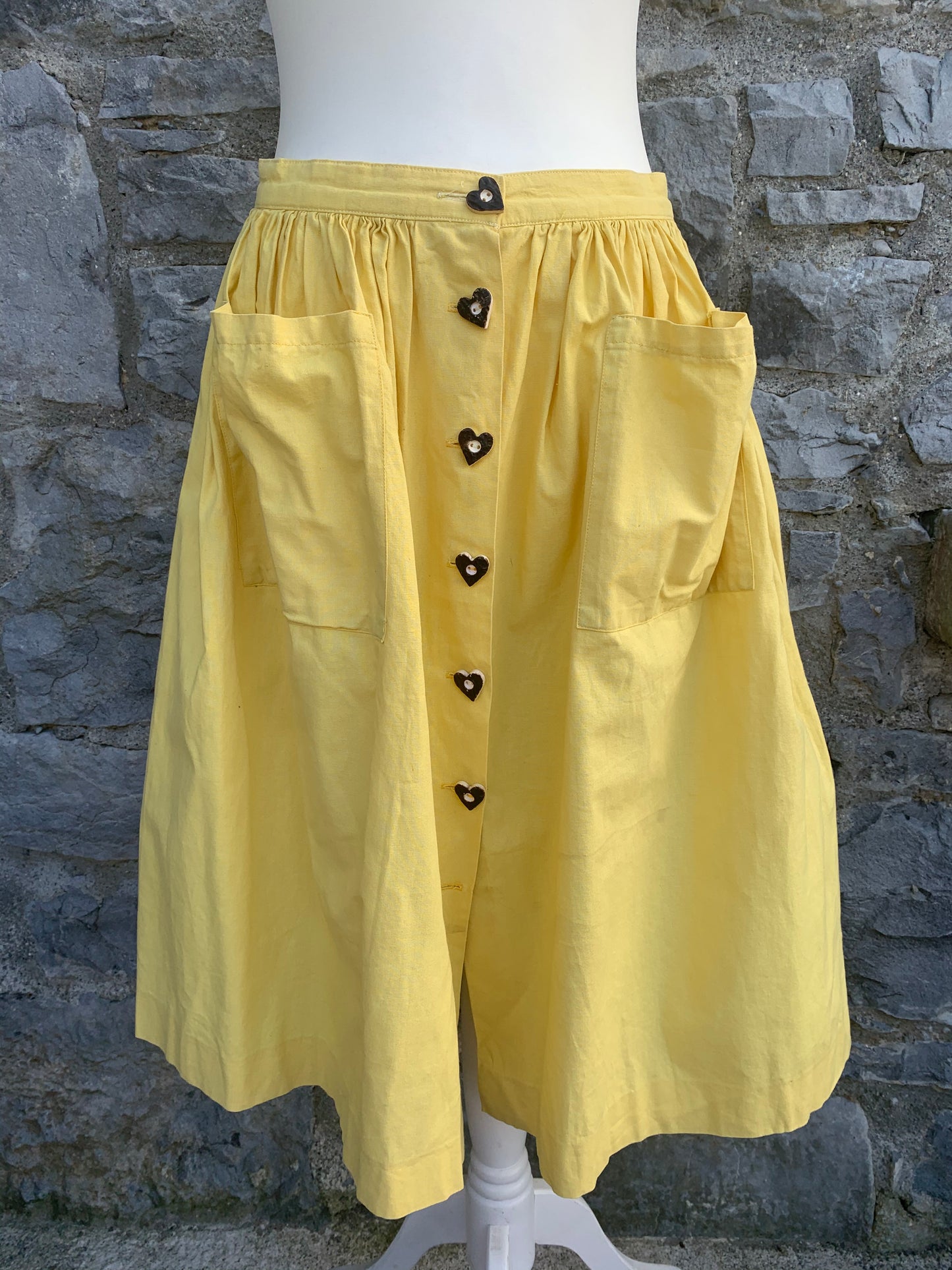 Yellow skirt with heart buttons  uk 10