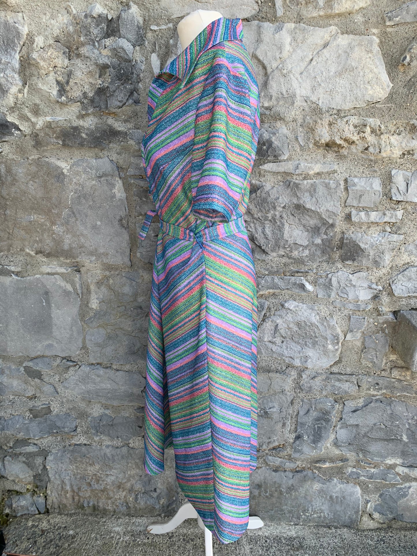 70s stripy rainbow dress  uk 12