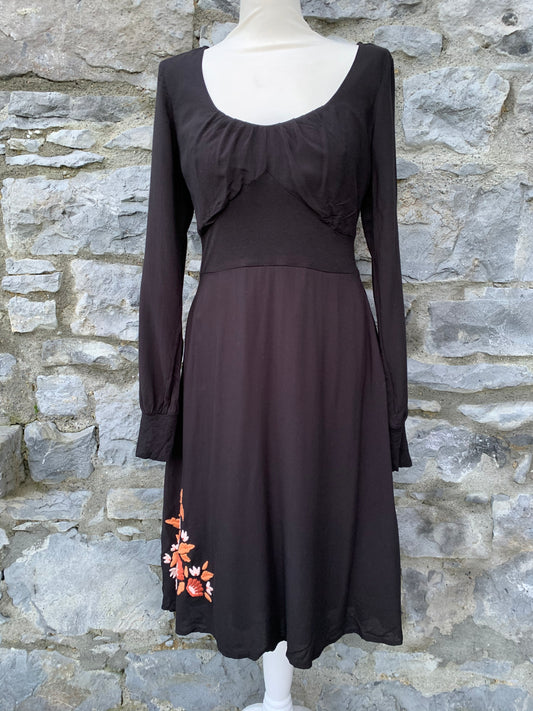 Black dress with small embroidery  uk 10-12