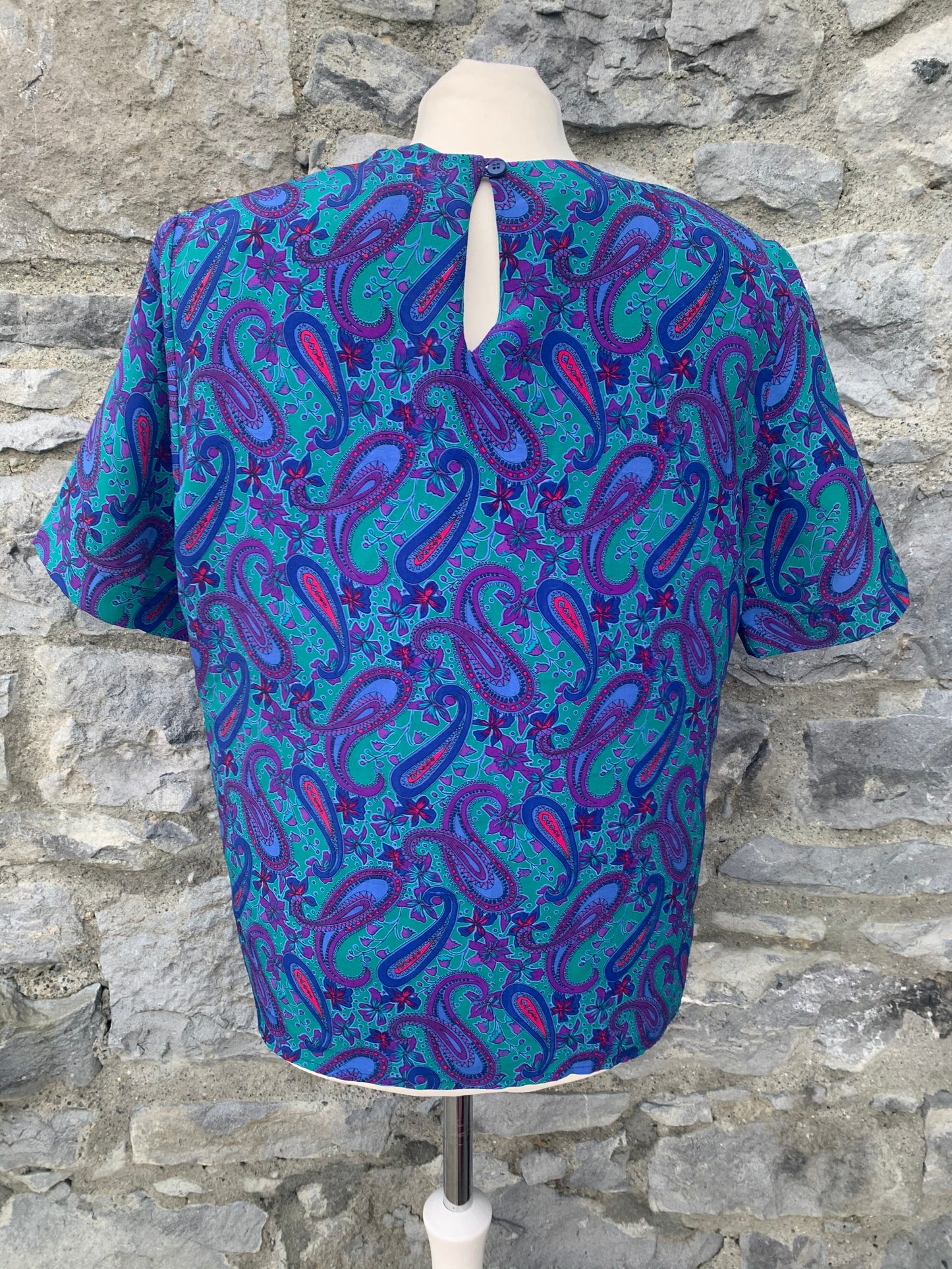 Heritage road 80s blue paisley top   uk 12-14