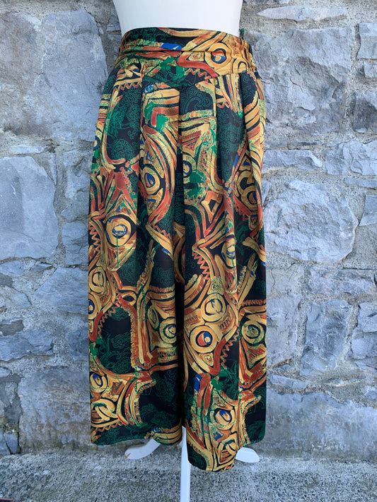 80s green abstract skirt  uk 8-10