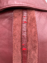 Load image into Gallery viewer, Maroon leather stripes coat  uk 18-20
