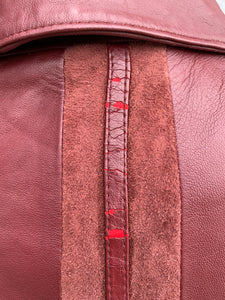 Maroon leather stripes coat  uk 18-20