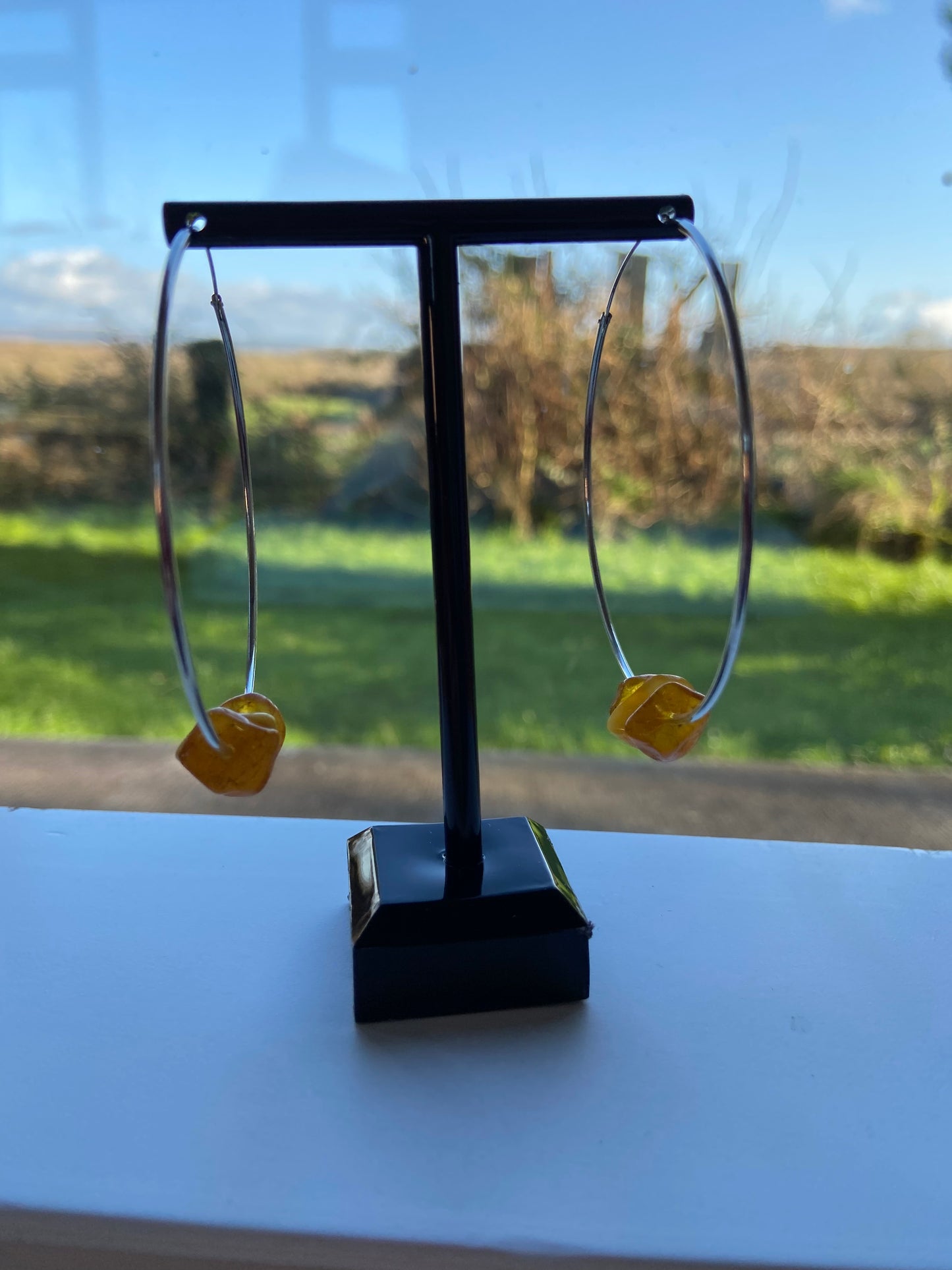 Amber hoop earrings