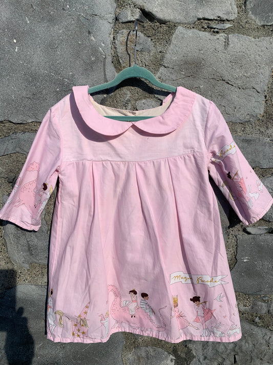 Pink dress with dragons  5y (110cm)