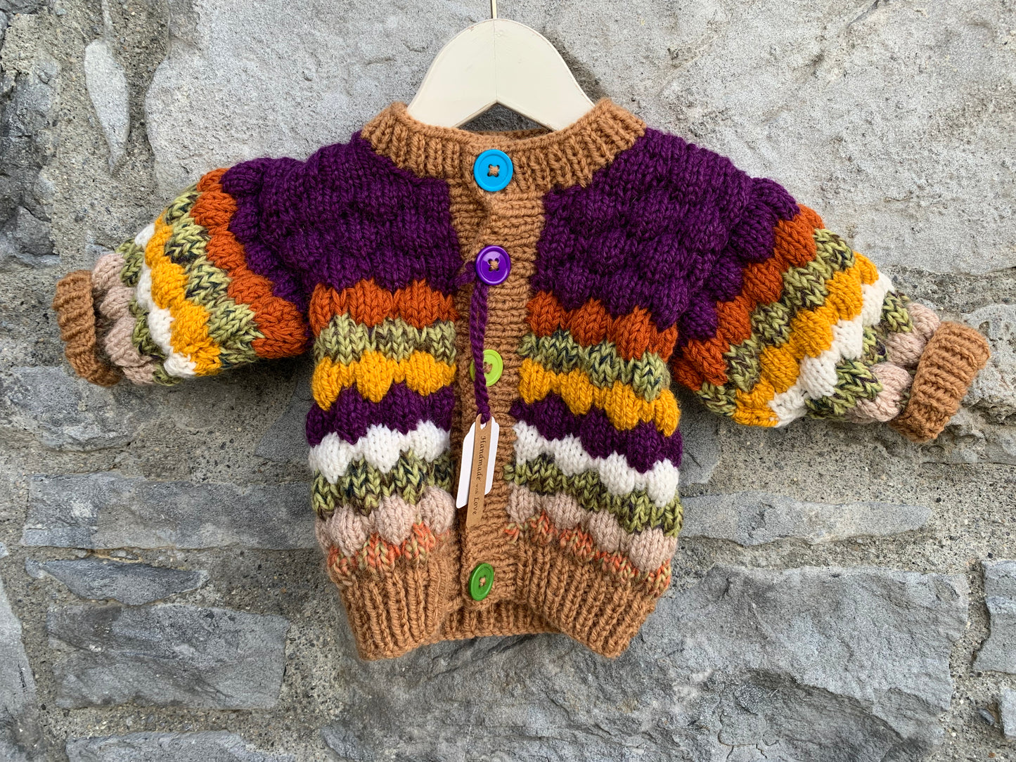 Chunky knit brown cardigan   3-6m (62-68cm)