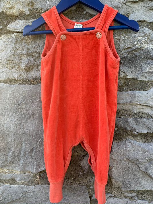 Orange velour dungarees   3-6m (62-68cm)