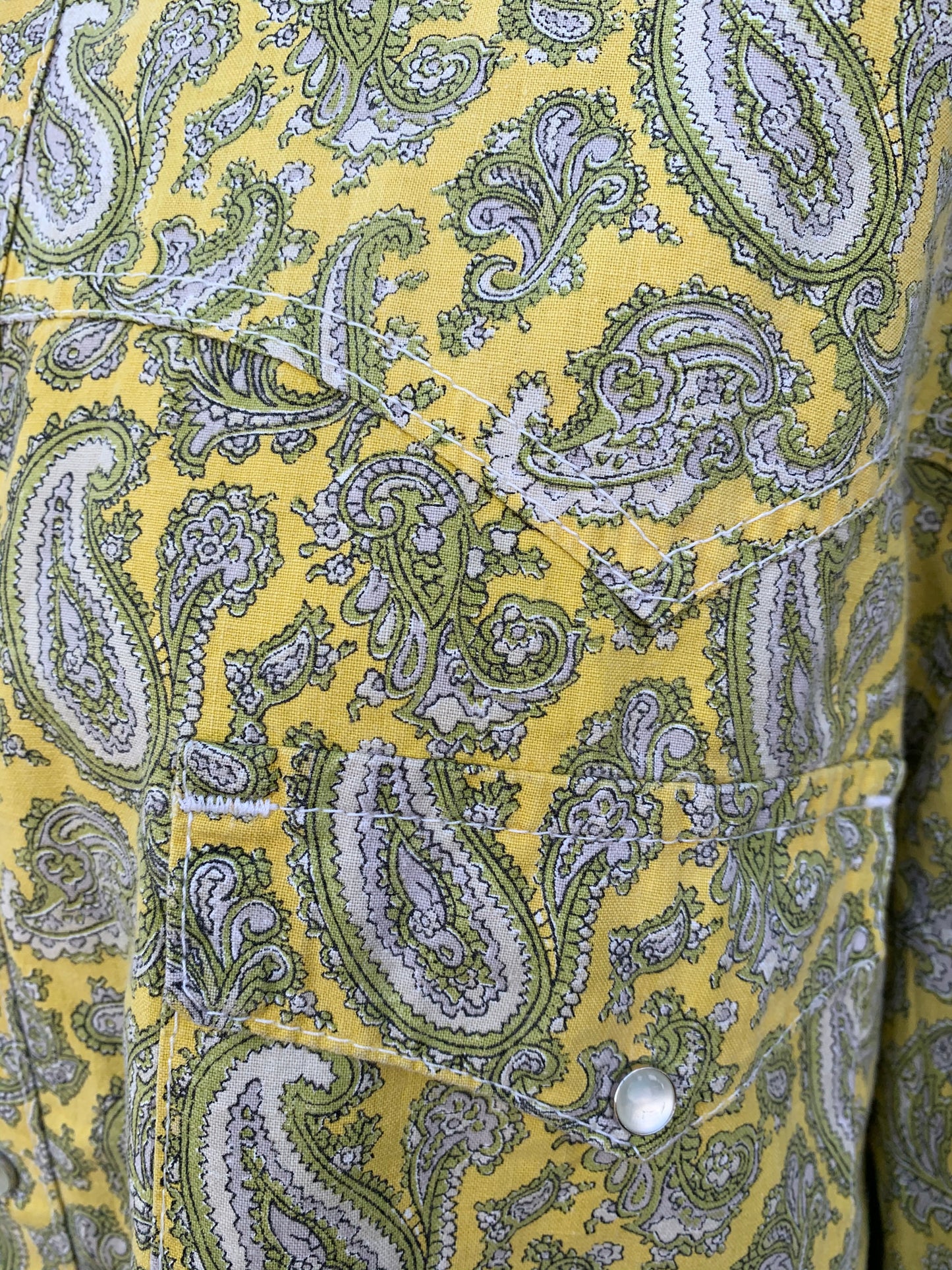 Yellow denim paisley shirt   M/L