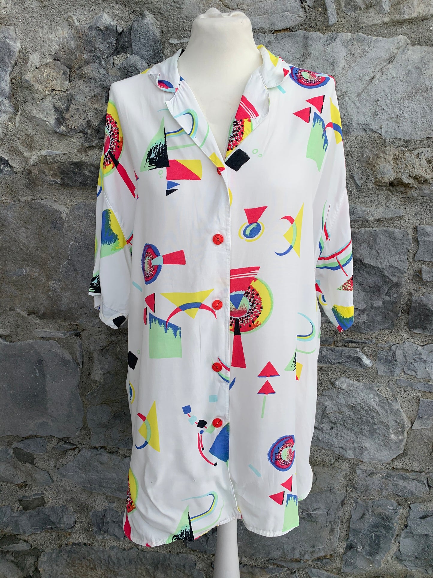 Tru 80s abstract white shirt  uk 14-16