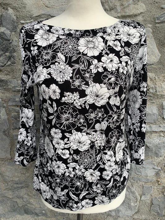 Black&white floral top  uk 8