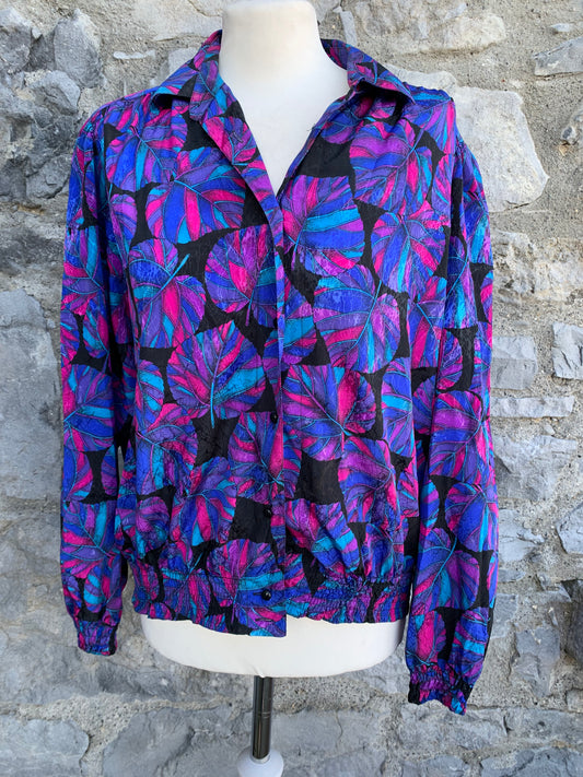 Del Mod 80s Purple leaves shirt   uk 14-16