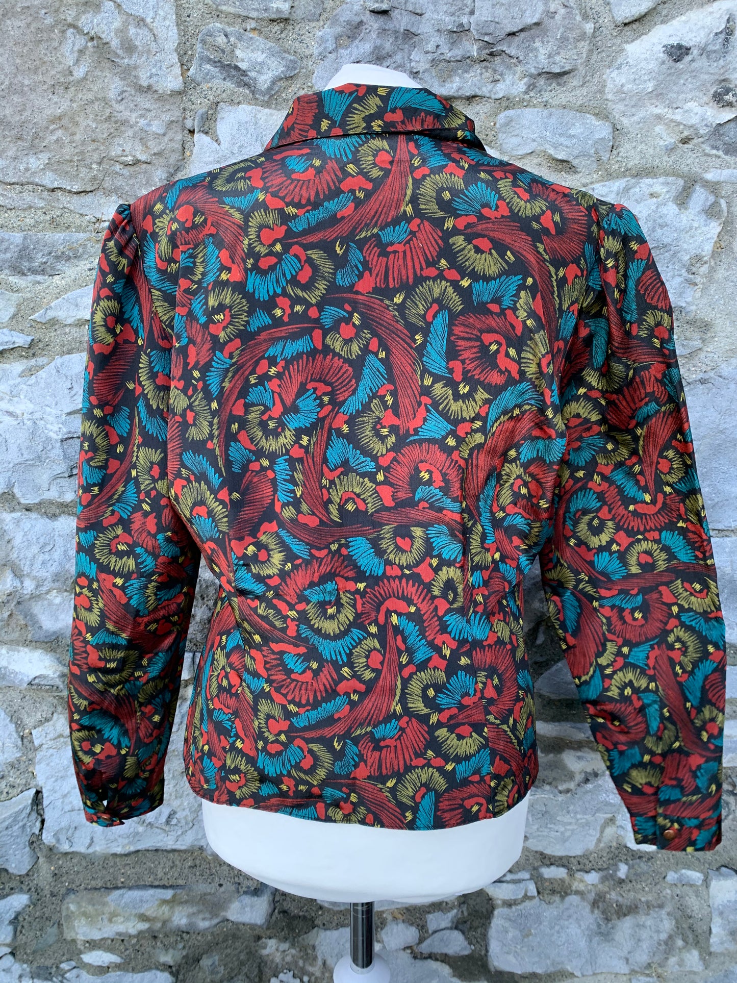 80s maroon&teal blouse  uk 12