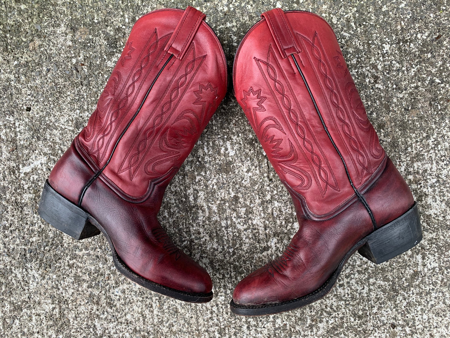 Red cowboy leather boots