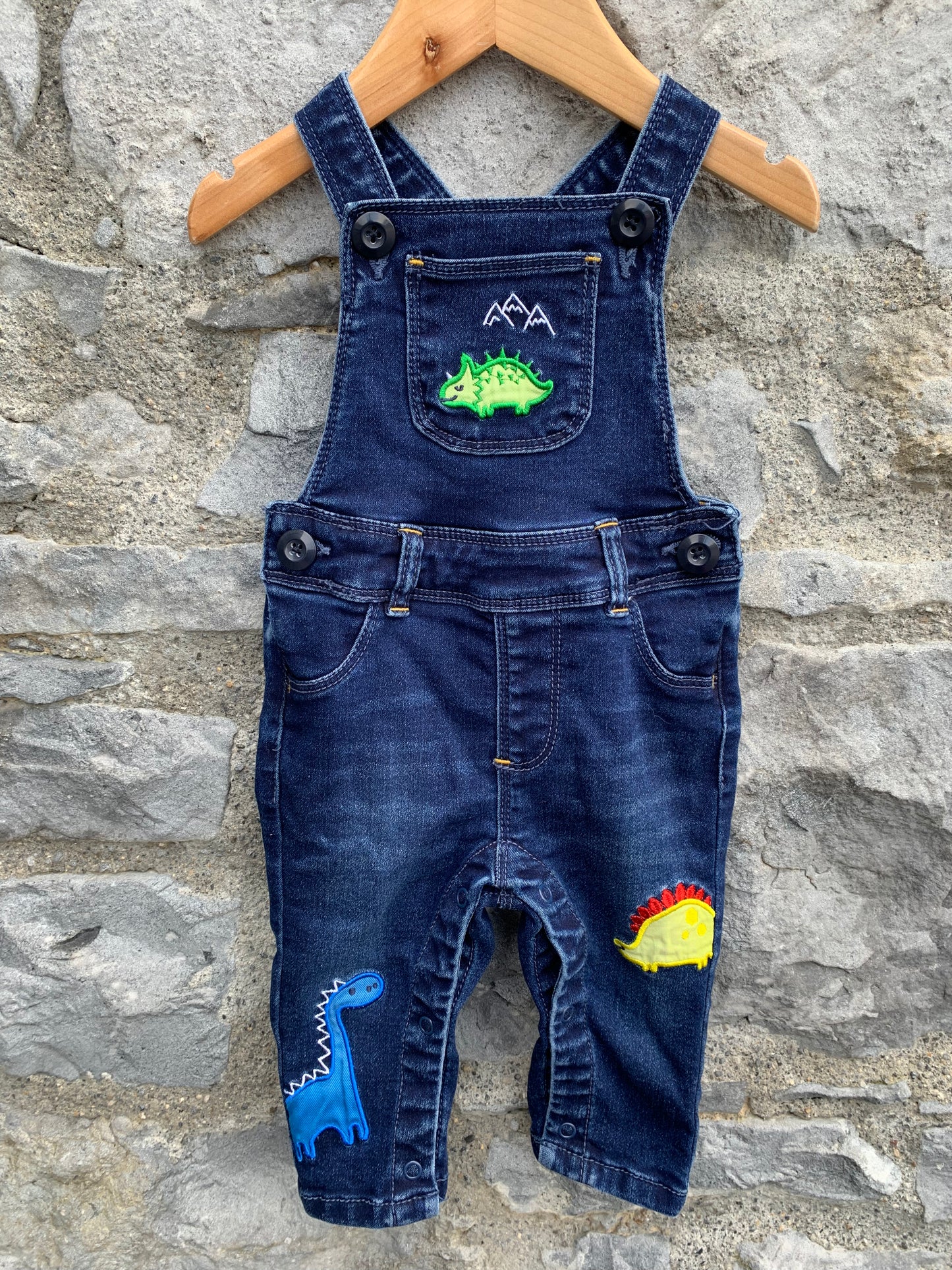 Denim dinosaur dungarees  3-6m (62-68cm)