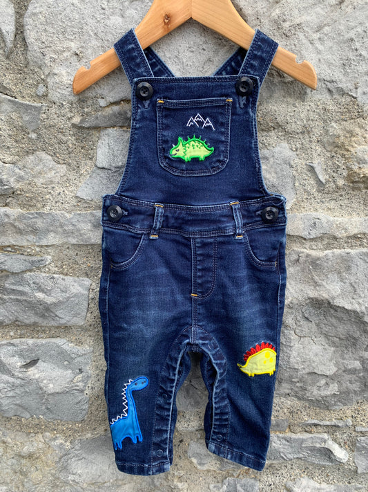 Denim dinosaur dungarees  3-6m (62-68cm)