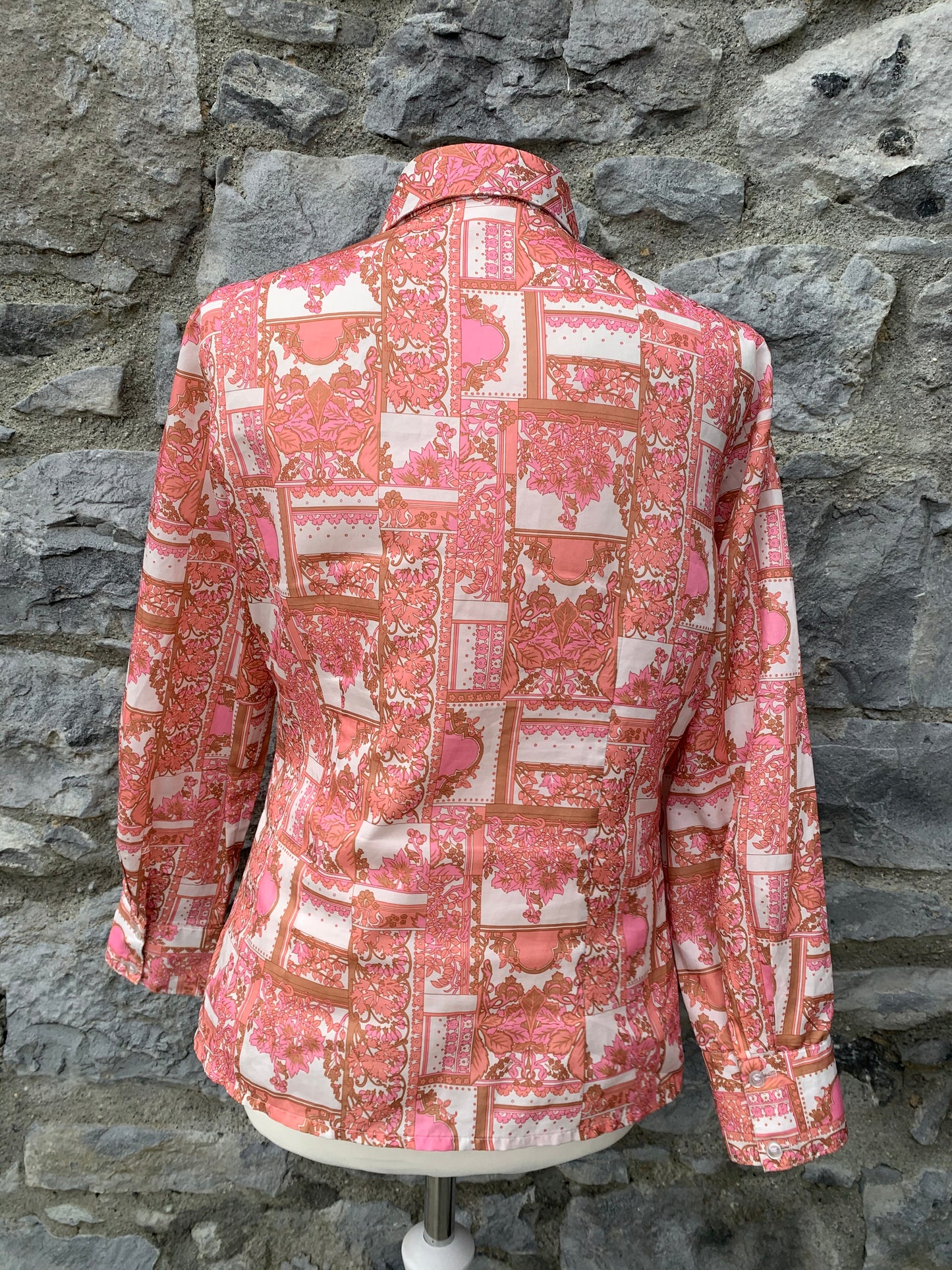 70s coral shirt   uk 12