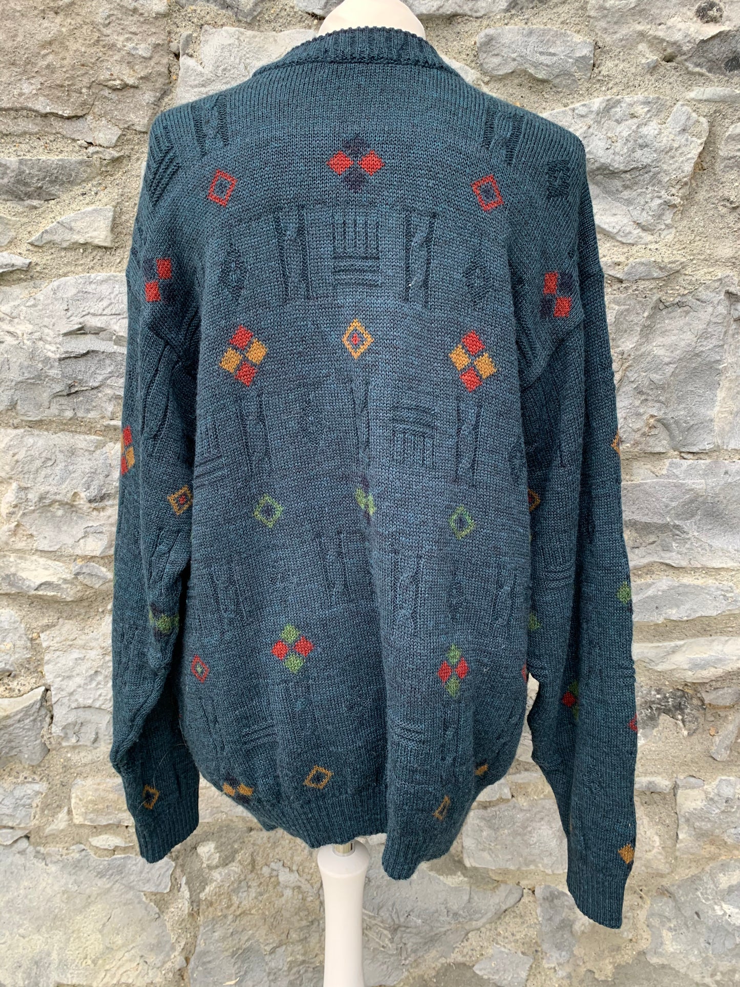 90s green Aztec jumper  Large