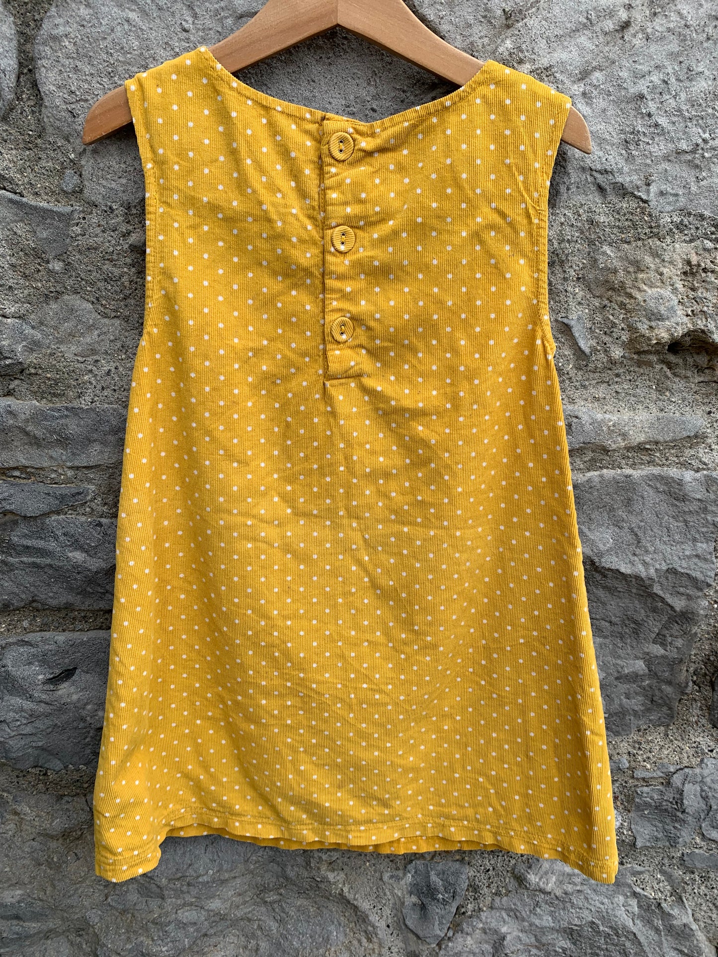 Yellow cord polka dot pinafore    4-5y (104-110cm)