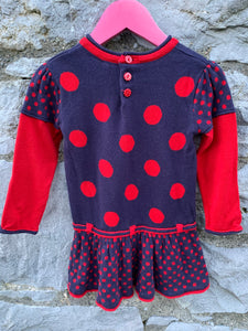Navy&red knitted dress   12-18m (80-86cm)