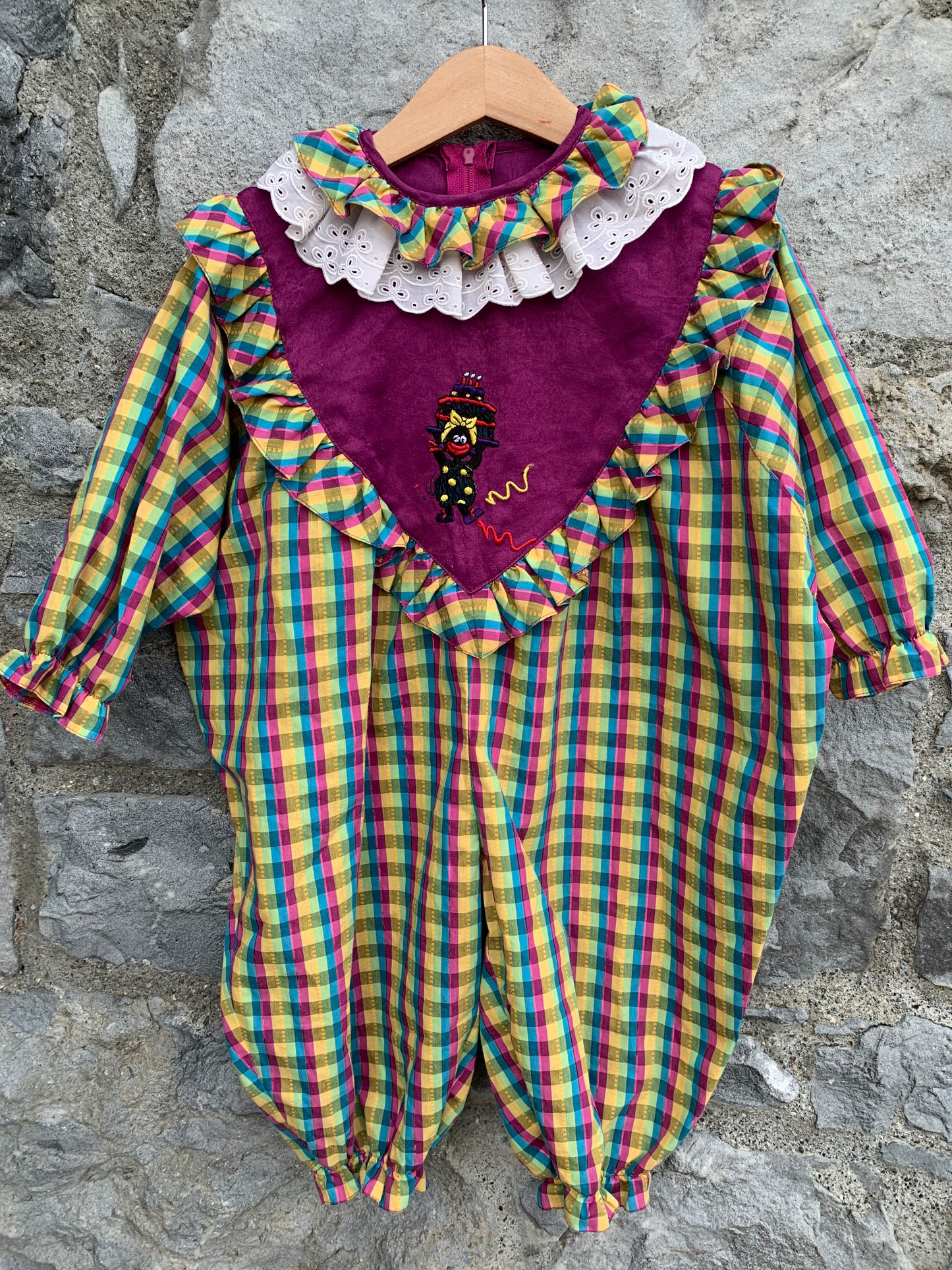 Check vintage onesie  12m (80cm)