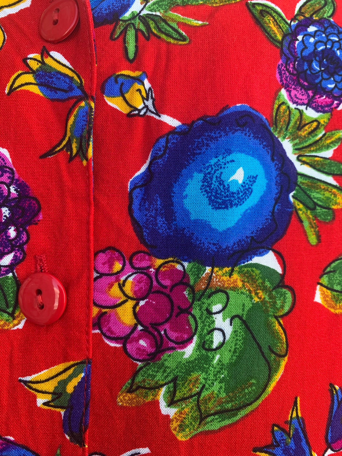 Red shirt with blue flowers   uk 12-14