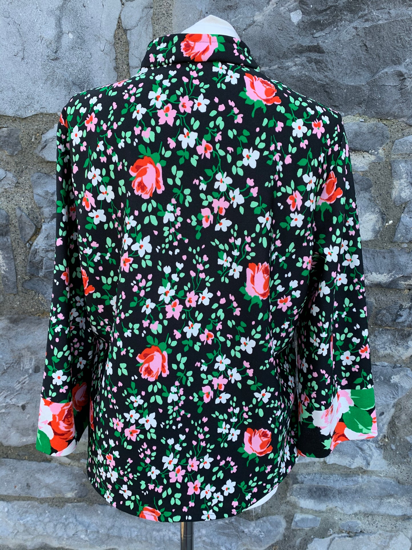 70s light jacket with roses   uk 14