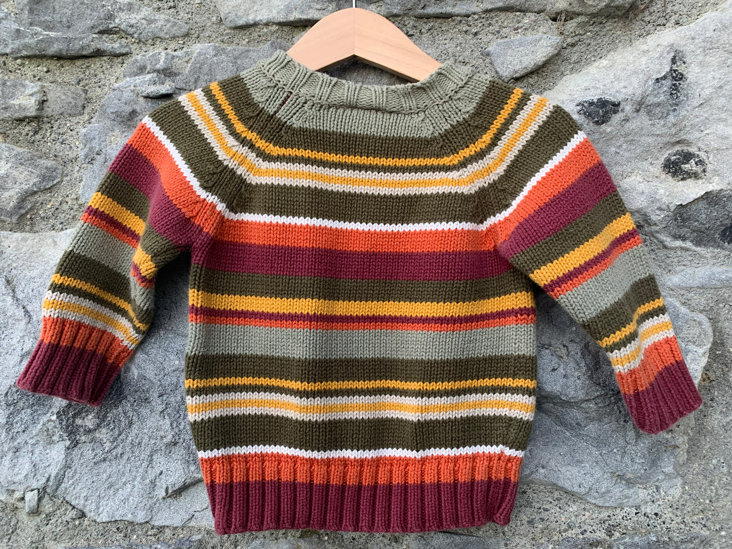 Brown&orange stripy jumper   6-9m (68-74cm)