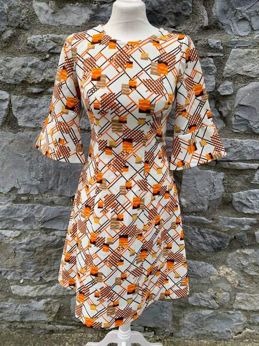 Handmade 70s white&orange dress   uk 6-8