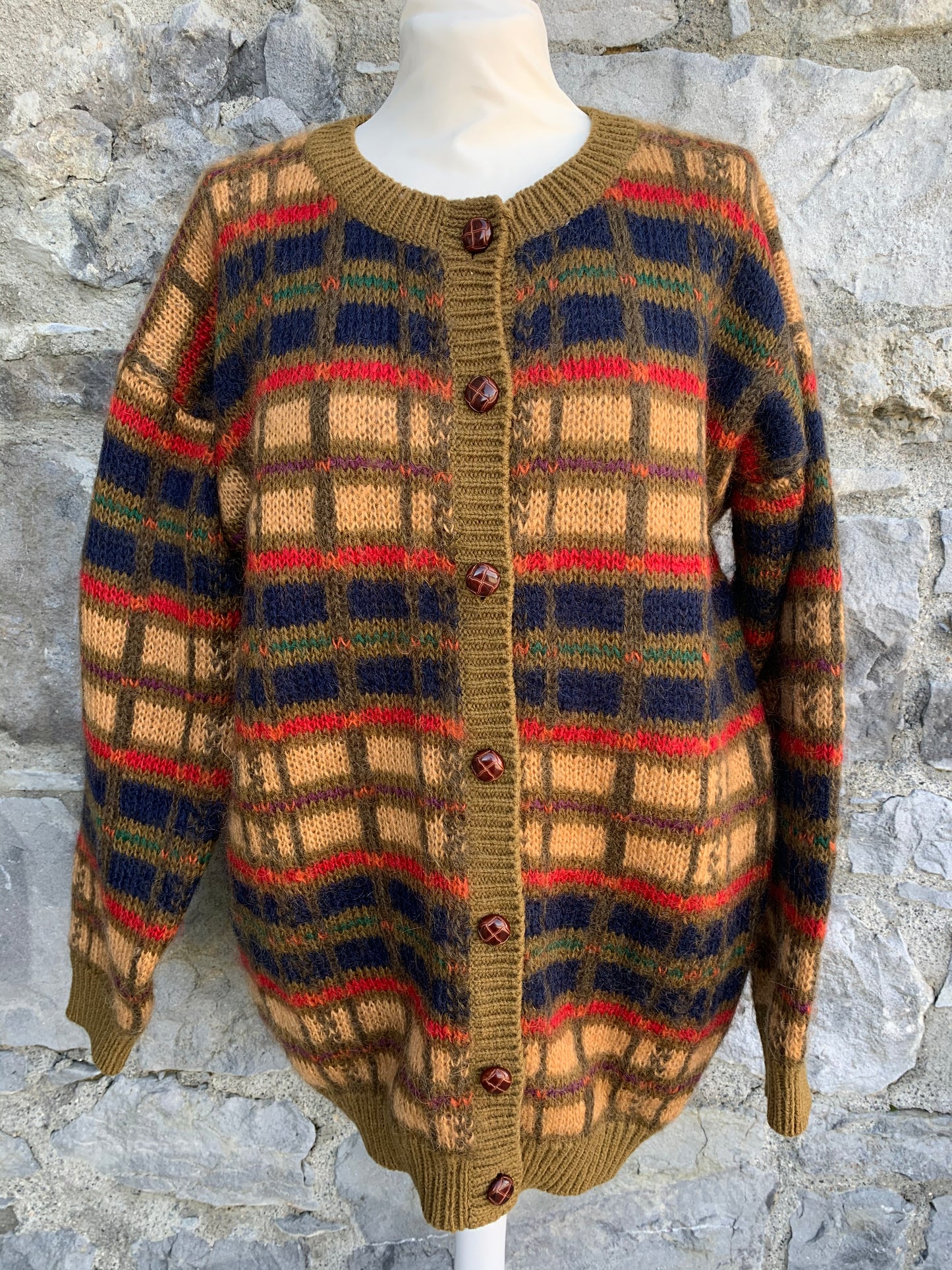 Design studio brown&red hairy cardigan  uk 14