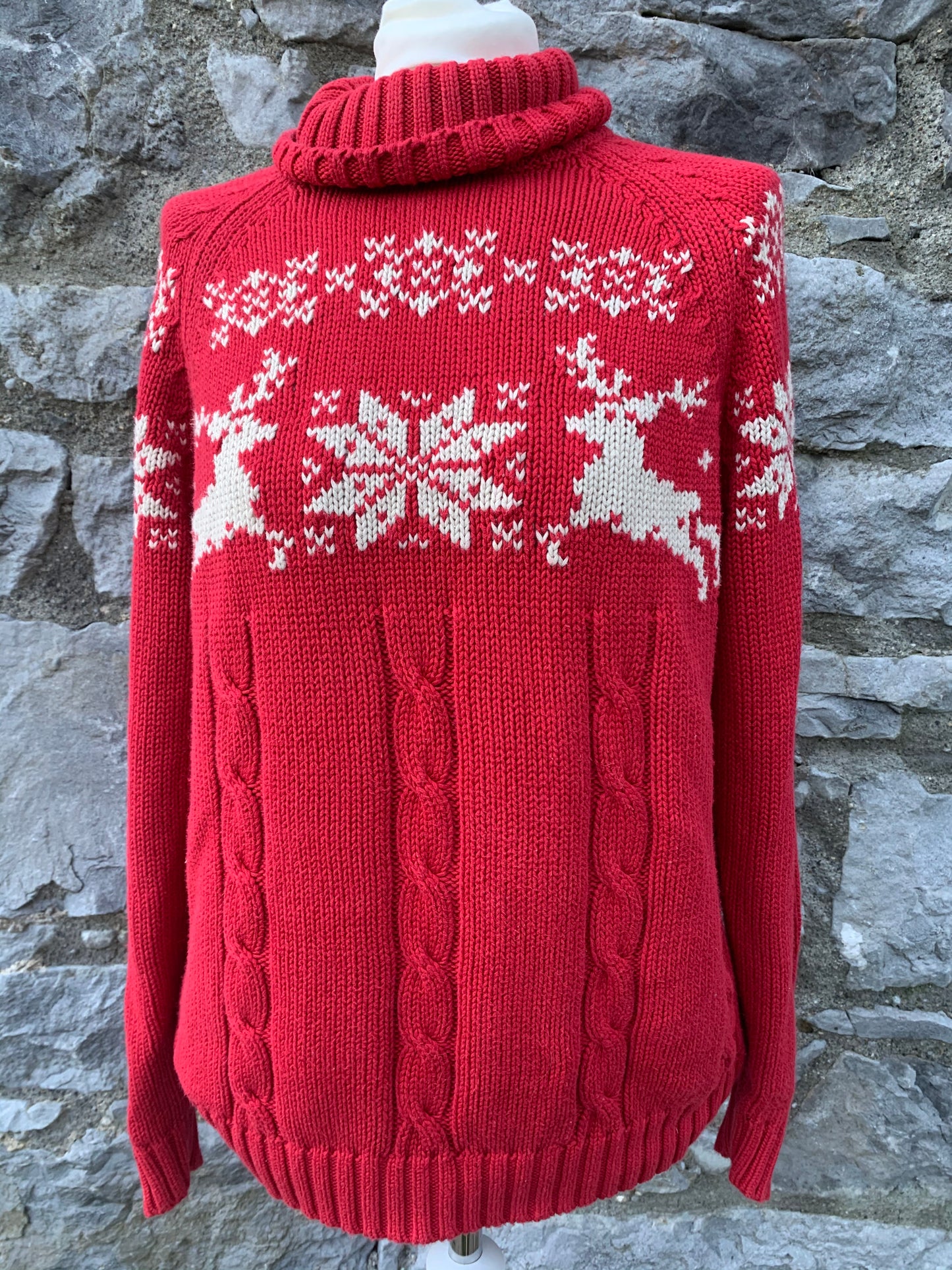 Red turtleneck with reindeer   uk 10-12