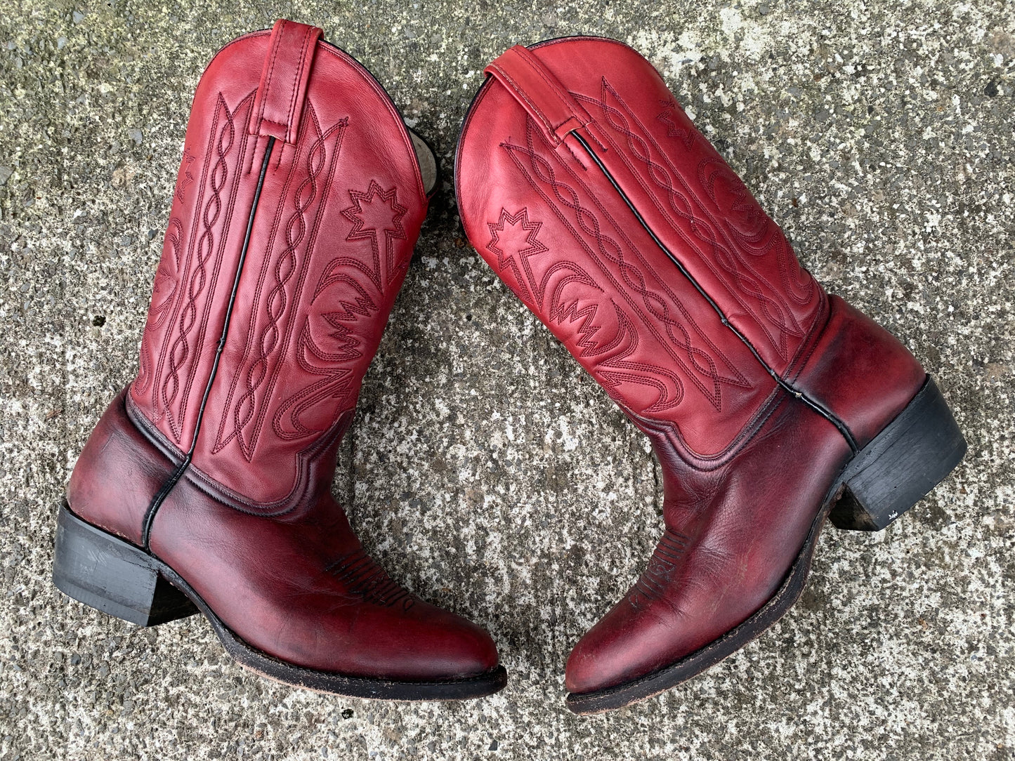 Red cowboy leather boots