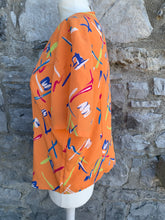 Load image into Gallery viewer, 80s orange blouse  uk 10-12

